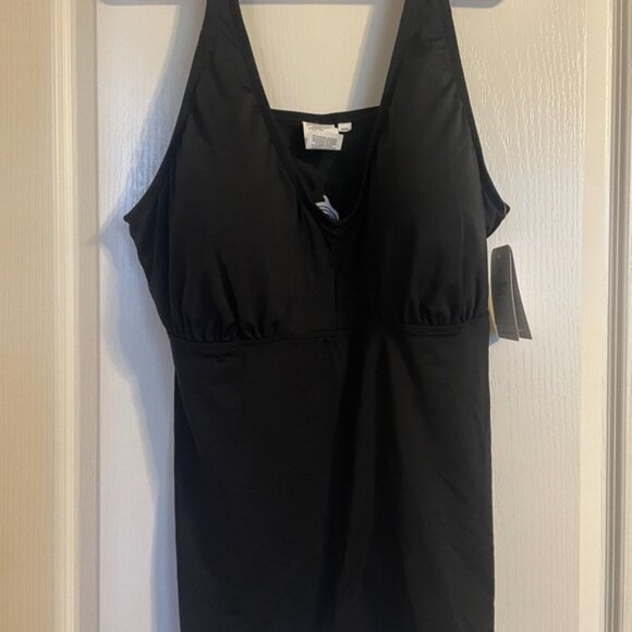 NWT Dolfin Black Swimwear Tankini Top XXL Beach Travel Vacation Resortwear - Picture 1 of 6